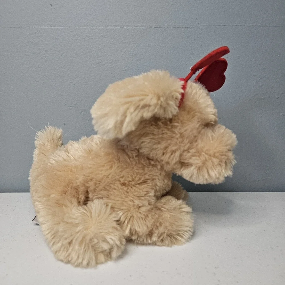 Gund Puppy Dog Heart Plush Tan Valentine's Day Headband Stuffed Toy 9